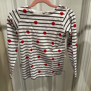 Jacadi Striped Long Sleeve Tee with Apple Design for girls - size: 6 years
